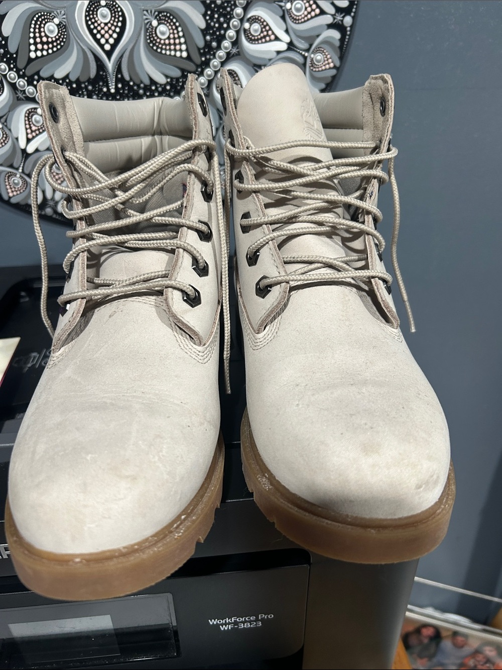 Women’s Timberland Beige Suede Lace-Up Ankle Boots